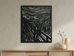 drevko Abstraktný drevený obraz Výkrik Rozmer obrazu: 44,5 x 37 cm, Farba dekorácie: Čierna