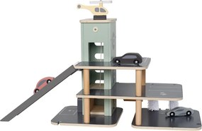 Detská parkovacia garáž s vrtuľníkom