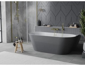 Mexen Oval Slim, voľne stojaca vaňa ku stene, 170 x 80 cm, biela-šedá, zlatý matný prepad, 52661708062-55