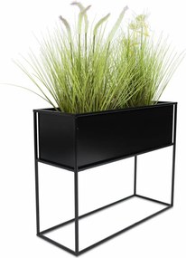 KOVOVÝ KVETINÁČ SO STOJANOM RECT 50X24X64 CM ČIERNA