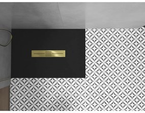 Mexen Toro, SMC obdĺžniková sprchová vanička 130 x 80 cm, čierna, zlatá krytka, 43708013-G