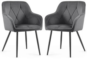 Sada dvoch jedálenských stoličiek DIAMANT zamatové, grafitové / čierne nohy (2 ks)