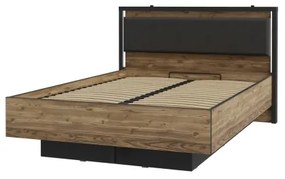 Dvojlôžková posteľ s úložným priestorom OREN 140x200 cm hnedá/čierna