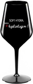 SOM HYDRA. RADA HYDRATUJEM! - čierny nerozbitný pohár na víno 470 ml