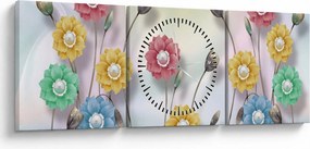 Obraz - Farebná lúka (s hodinami) (90x30 cm)