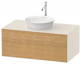 DURAVIT White Tulip závesná skrinka pod umývadlo na dosku, 1 zásuvka, 1000 x 550 x 408 mm, dub prírodný masív/nordická biela vysoký lesk, WT49760H5H4