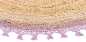 Okrúhly jutový koberec ⌀ 140 cm béžová a fialová MARTS Beliani