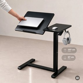 Stolík pod notebook nastaviteľný, mobilný, multifunkčný, čierny: BILL