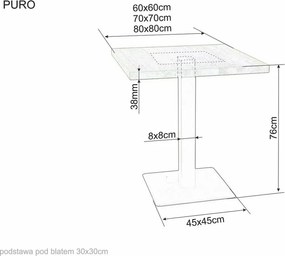 AKCIA Čierny jedálenský stôl s doskou v dekore dub PURO 70x70 II. akosť