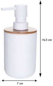 Biely zásobník na tekuté mydlo s bambusovým viečkom