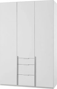 Šatníková skriňa so zásuvkami New York D, 135 cm, biela / biely lesk