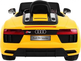 Ramiz Elektrické autíčko Audi R8 Spyder pre deti žlté + diaľkové ovládanie + EVA + pomalý štart + rádio MP3 + LED