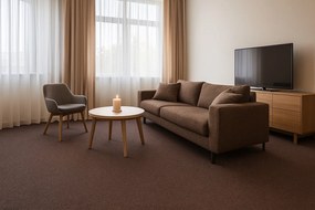 Tapibel, Metrážny koberec Cobalt SDN 64032 - AB tmavo hnedý, záťažový, na mieru, šíře 4m, hnedá, ab (mriežka), chodba / predsieň