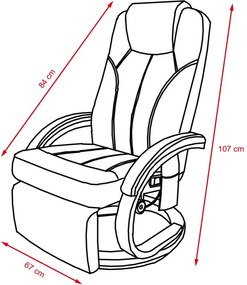 Relaxačné, polohovateľné masážne kreslo s vyhrievaním VINTAGE - čierne