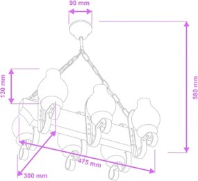 Brilagi - Závesný luster na reťazi QUEEN 6xE14/40W/230V buk/krémová