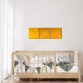 Abstraktný žltý obraz (s hodinami) (90x30 cm)
