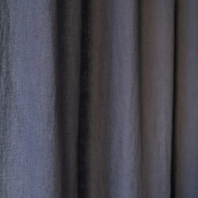 Tmavosivý ľanový záves s tunelom Linen Tales Night Time, 250 x 140 cm