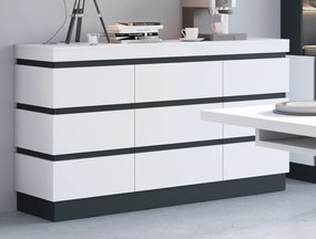 Široká úložná komoda Campania 161 cm, biela/antracit