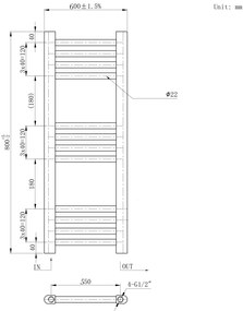 Erga Basic, vykurovacie teleso 800x600 mm, 370 W, biela, ERG-LAV-BASIC-8060-WH