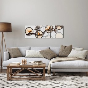 Umelecký obraz - Vtáčiky na vetve (s hodinami) (90x30 cm)