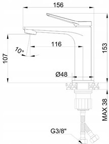Invena Alonia, umývadlová batéria h-153, čierna lesklá, INV-BU-70-004-V