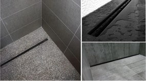 Rea Neox Pro Slim, sprchový odtokový žľab 80cm s otočným sifónom o 360stupňov, čierna matná, REA-G8902