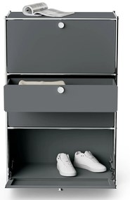 Kovová komoda »CN3« s 2 výklopnými priečinkami a 2 zásuvkami, sivá