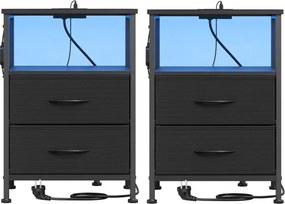 Sada 2 nočných stolíkov s LED osvetlením a nabíjacou stanicou LGSB35202B102
