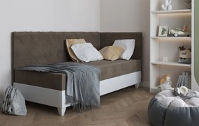 Čalúnená posteľ LAGOS III - 200x90 cm - pružinová - hnedá - ľavé prevedenie