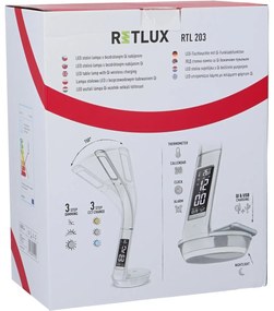Retlux RTL 203 Stolná LED lampa s displejom a Qi dobíjaním biela, 6 W