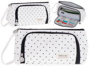 KIK Školské puzdro na ceruzky s dvojitým vreckom s bodkami