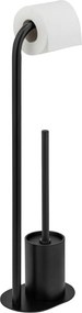 Čierny oceľový stojan na toaletný papier s kefou Levante – Wenko