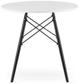 Jedálenský stôl 80 cm biely / čierne nohy