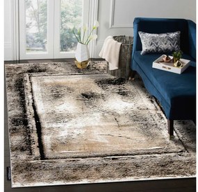 Moderný koberec DE LUXE 634 Rám vintage - Štrukturálny sivá / zlato Veľkosť: 120x170 cm