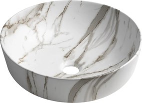Sapho Sapho, RONDEA keramické umývadlo na dosku priemer 41cm, bianco carrara, AR445BC