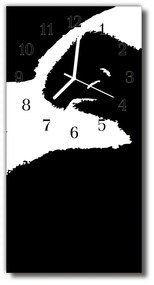Sklenené hodiny vertikálne Umenie abstrakcie čierna 30x60 cm