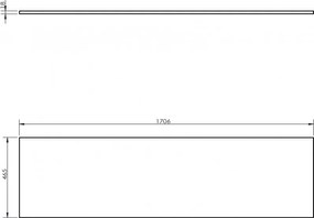 Mexen Uni, pracovná doska 170 cm, sivá matná, 91AXX-1704-464-18-62