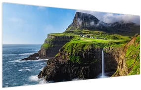 Obraz - Vodopád Múlafossur (120x50 cm)