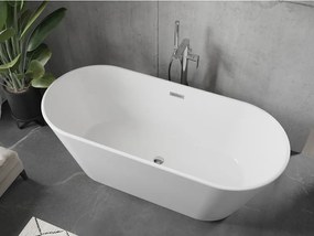 Mexen Flavia, voľne stojaca vaňa 170 x 75 cm, biela, chrómový prepad, 54031708000-01