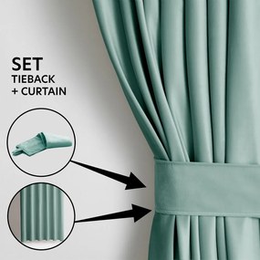 Svetlozelený zamatový dimout záves 140x245 cm Pleat – Restilo