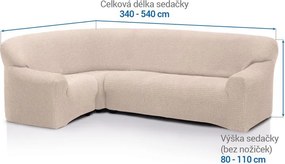 Super strečové poťahy RUBINIA smotanová rohová sedačka (š. 340 - 540 cm)