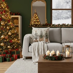 Vianočná obliečka na vankúš NORDIC GREEN 45x45 cm, béžový