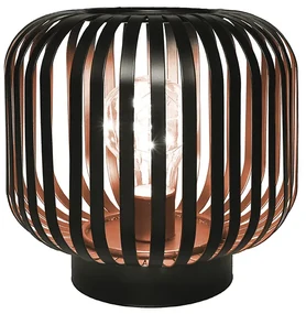 SOLIGHT Kovový oválny lampáš so žiarovkou micro LED, teplá biela, medená, 3xAA, 18cm