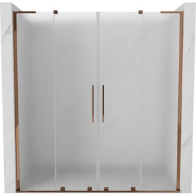 Mexen Velar L Duo, posuvné sprchové dvere do otvoru 180 cm, 8mm sklo námraza, ružové zlato, 871-180-003-32-60