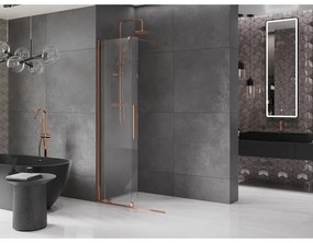 Mexen Velar, posuvné dvere do otvoru typ Walk-In 110 cm, 8mm číre sklo, ružové zlato, 871-110-000-03-60