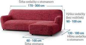 Bielastické poťahy VITTORIA bordó sedačka s otomanom vpravo (š. 170 - 300 cm)