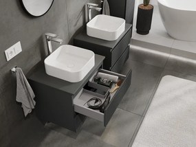 Mexen Rivel, kúpeľňová skrinka 60 cm, 2 zásuvky, drážkovaná, grafitová matná, 91A20-06047-2-BFF66