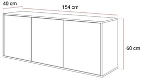 ZÁVESNÁ KOMODA ALWIN KAŠMÍR VYSOKÝ LESK 154 cm