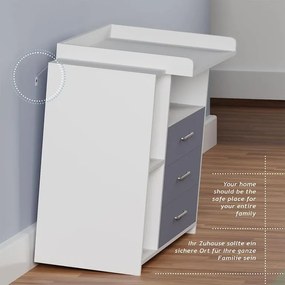 INFANTASTIC Prebaľovací pult, 113 x 53 x 101 cm, biela-sivá