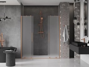 Mexen Velar Duo, posuvné sprchové dvere do otvoru 200 cm, 8mm sklo námraza, medená matná, 871-200-000-32-65